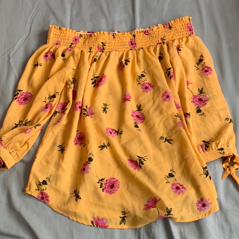 Yellow Floral Off the Shoulder Blouse